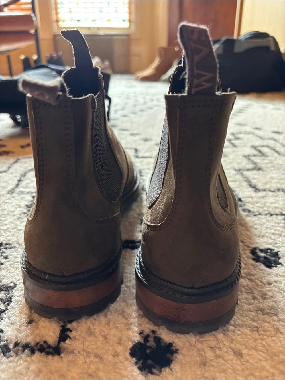 Men's Faux Suede Chelsea Boots in Dark Brown